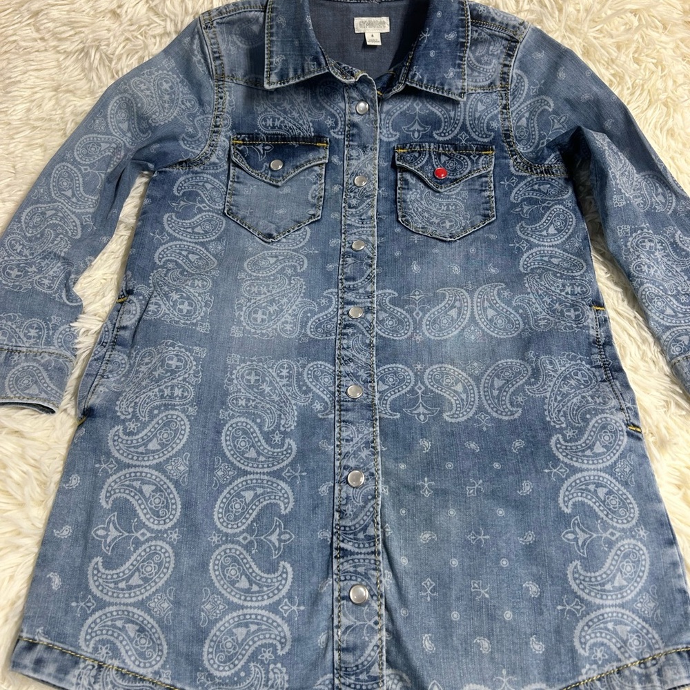Gymboree Blue Denim Dress with Paisley Pattern